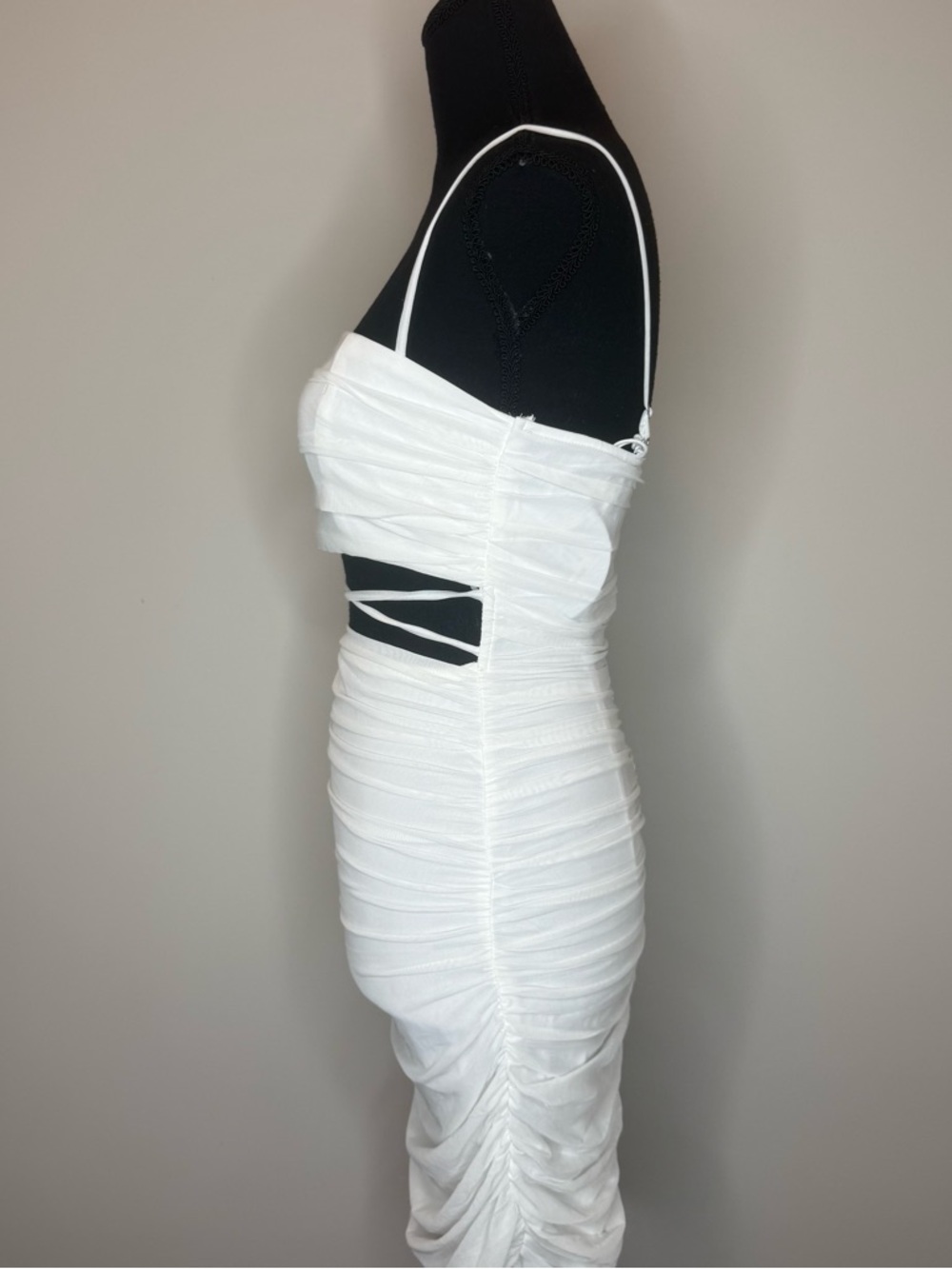 Princess Polly White Ruched Cutout Mini Dress - Picture 3 of 8